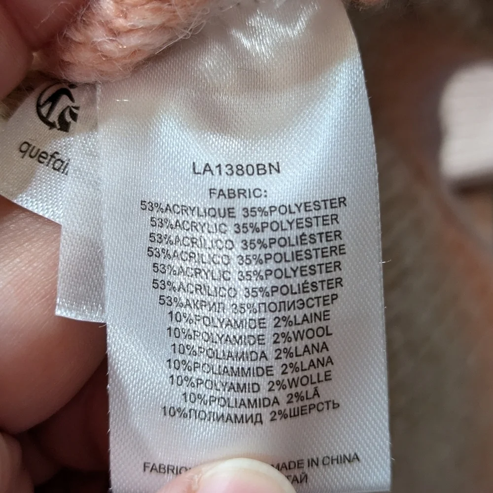 NWT Molly Bracken orange pink tan batwing sleeve sweater M - Picture 9 of 9